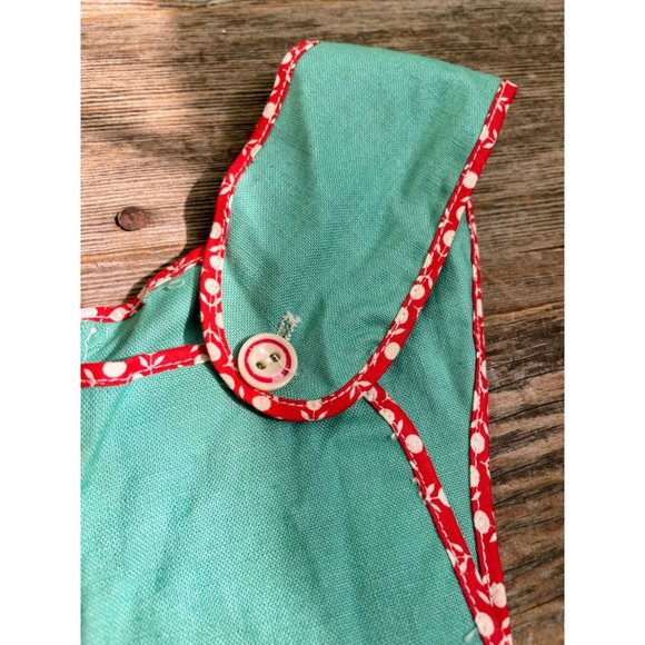 Vintage 1930s Green Cotton Infant One Piece Romper Milk glass Buttons - Picture 10 of 11